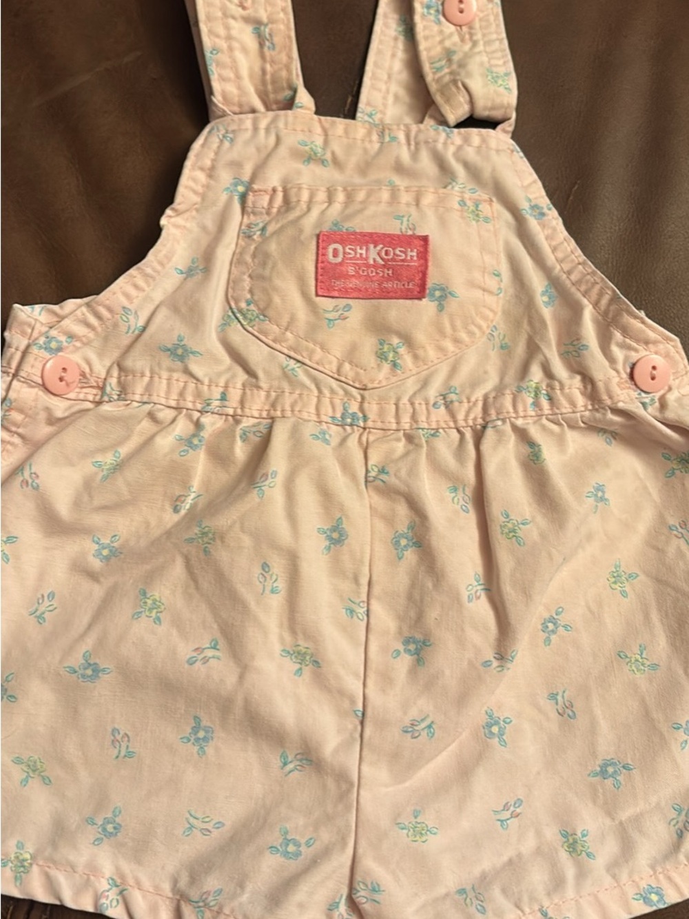 OshKosh B'gosh Light Pink Floral Cotton Overalls Shorts